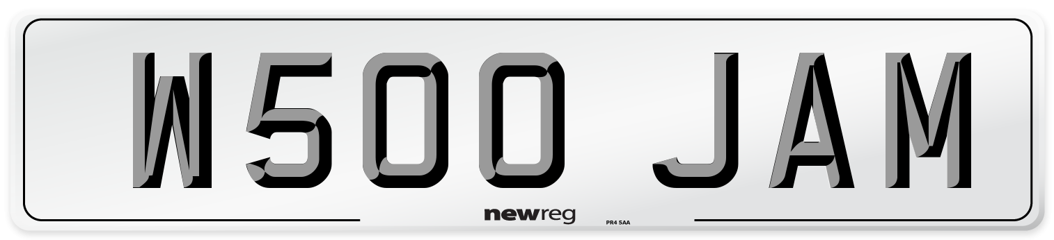 W500 JAM Number Plate from New Reg